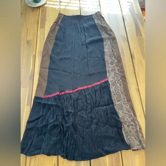 Spencer Alexis Vintage Womens Black Brown Patchwork Two-Piece Set Made In Usa 10 - Picture 6 of 8